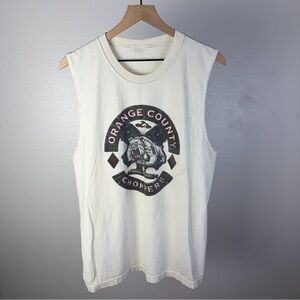 Vintage Orange County Choppers White Y2K Tank Top T Shirt Bull Dog Size Large